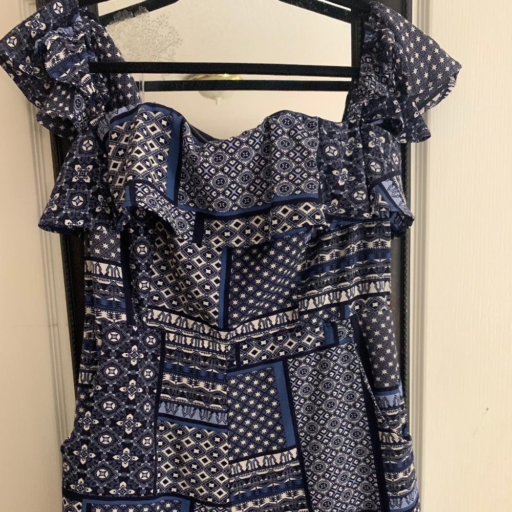 SHINESTAR BLUE/PRINT ROMPER